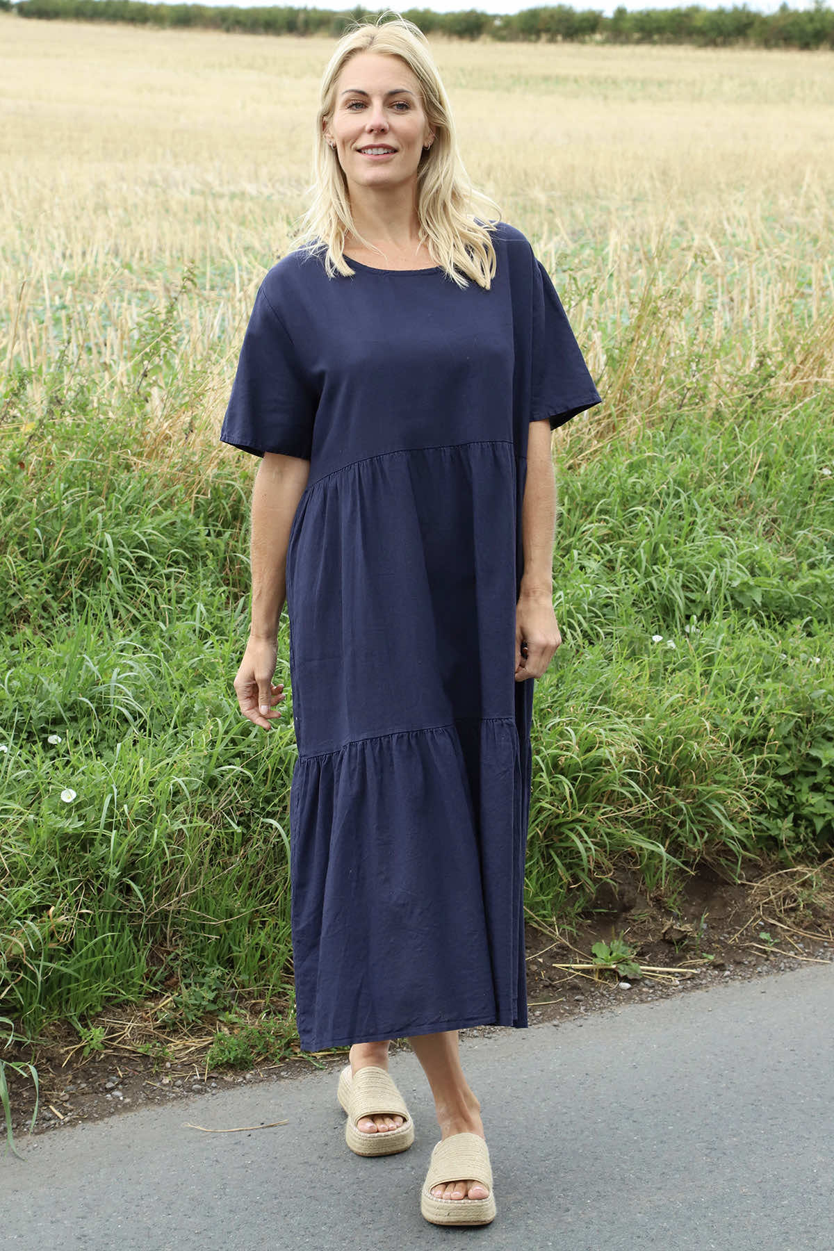 Nova Linen Dress Navy