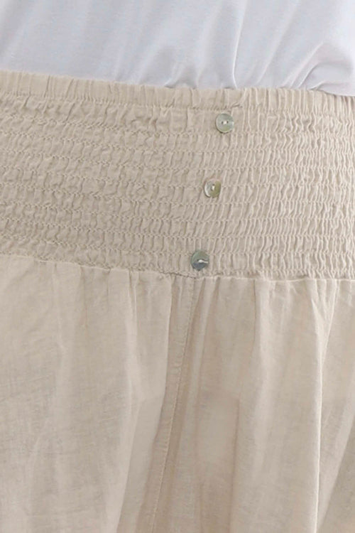 Delara Button Detail Linen Shorts Stone - Image 3