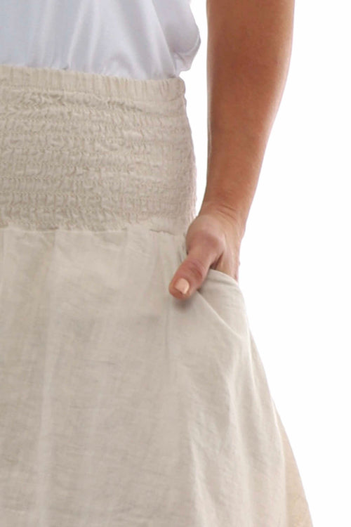 Delara Button Detail Linen Shorts Stone - Image 5