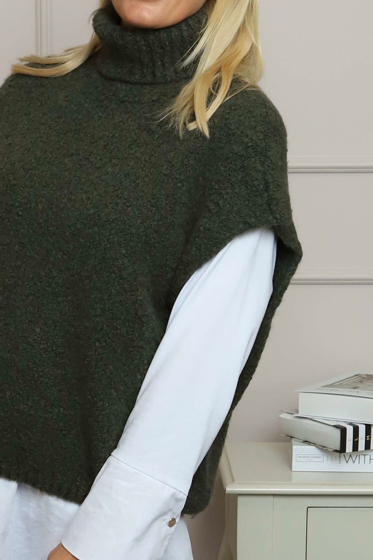 Sorelle Roll Neck Knit Top Khaki