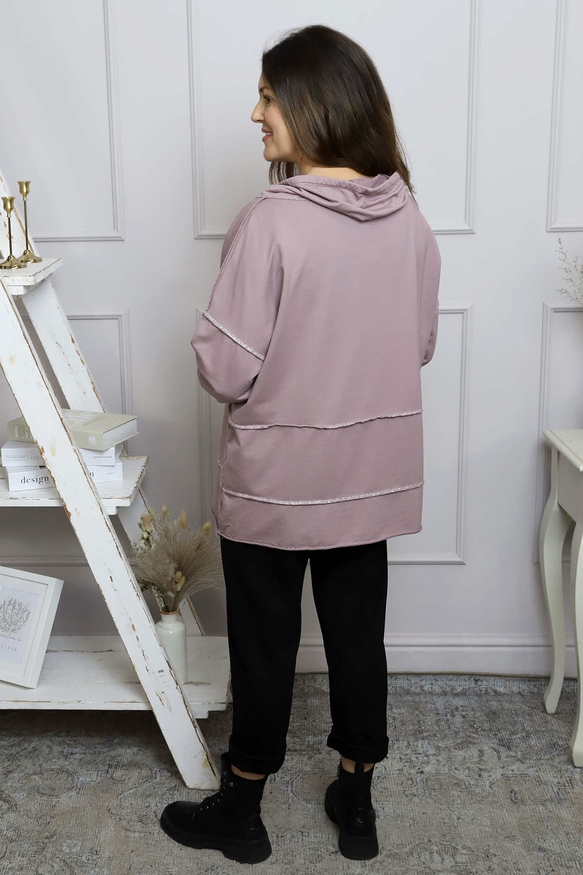 Clarina Cowl Neck Cotton Top Mauve