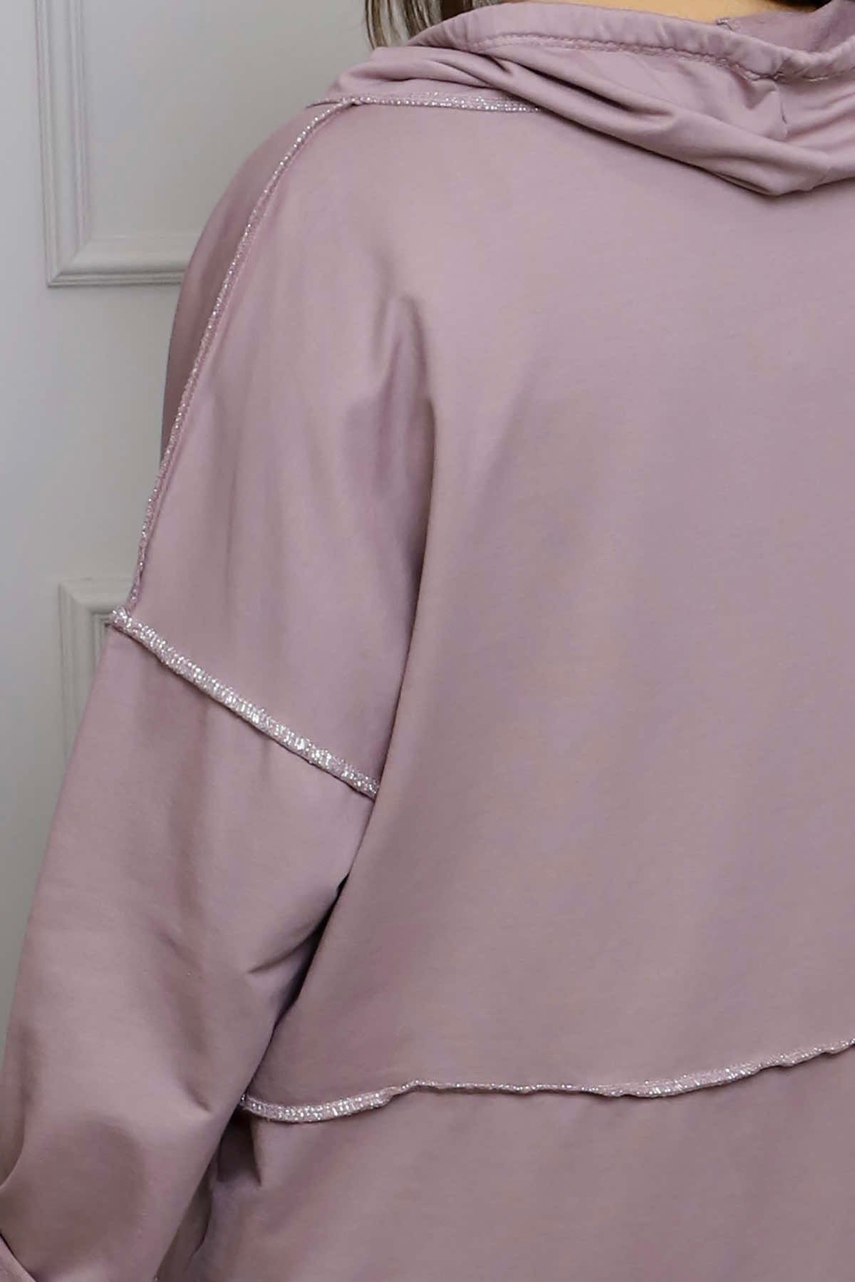 Clarina Cowl Neck Cotton Top Mauve