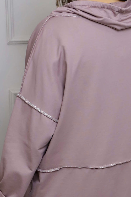 Clarina Cowl Neck Cotton Top Mauve - Image 3
