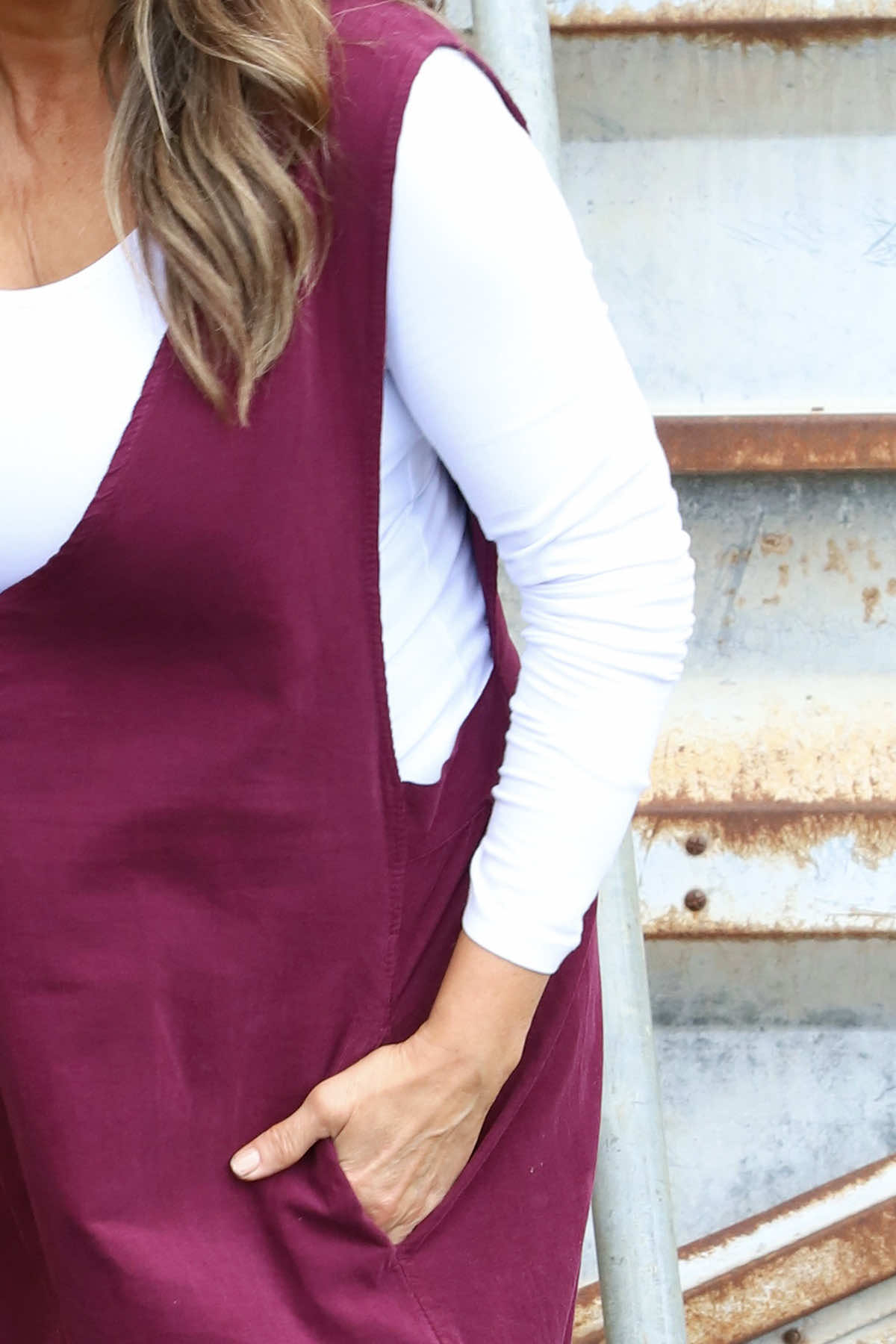 Alexia Needlecord Jumpsuit Burgundy