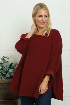 Selene Needlecord Pocket Top Wine