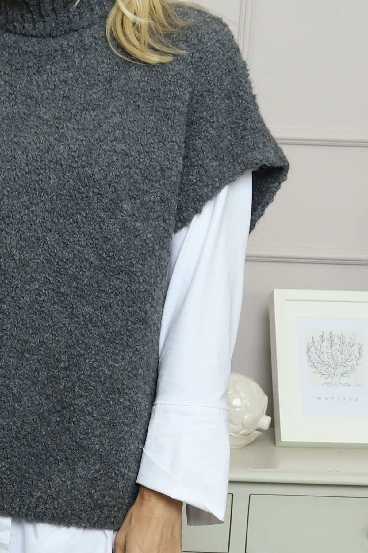 Sorelle Roll Neck Knit Top Mid Grey