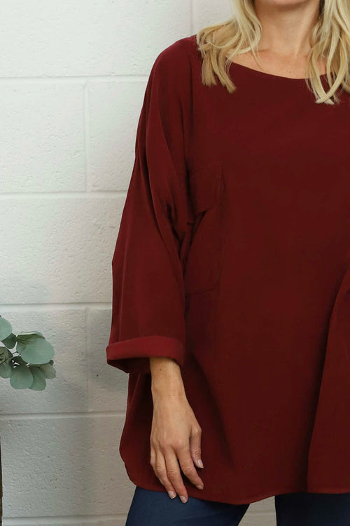 Selene Needlecord Pocket Top Wine - Image 3