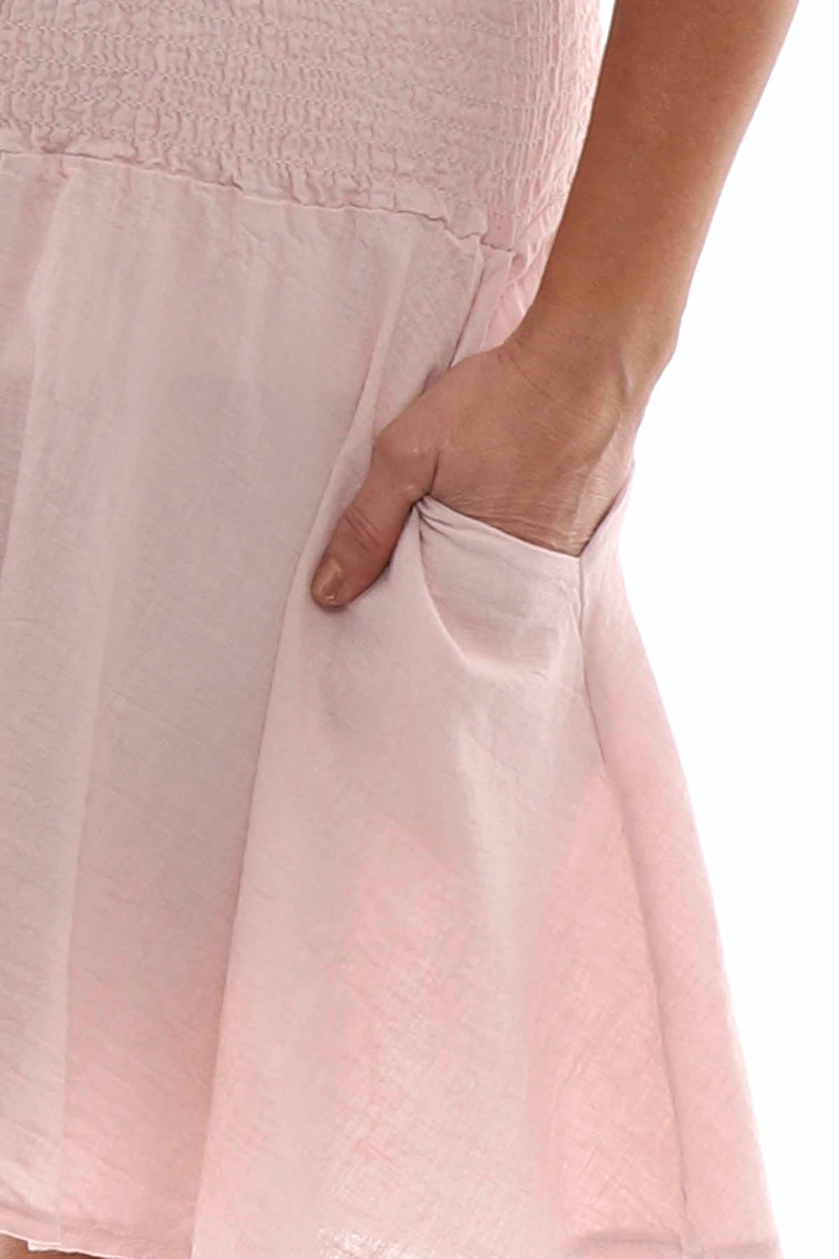 Delara Button Detail Linen Shorts Pink