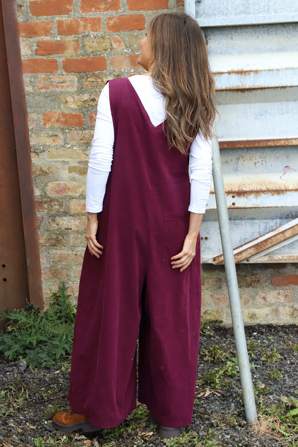 Alexia Needlecord Jumpsuit Burgundy
