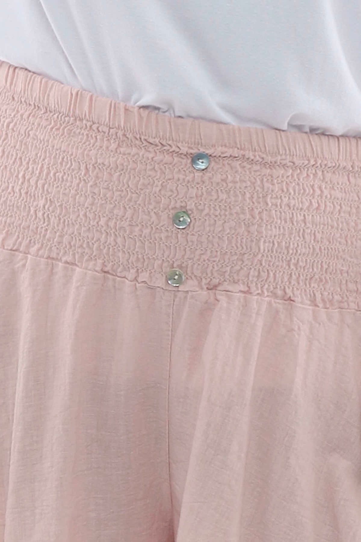 Delara Button Detail Linen Shorts Pink