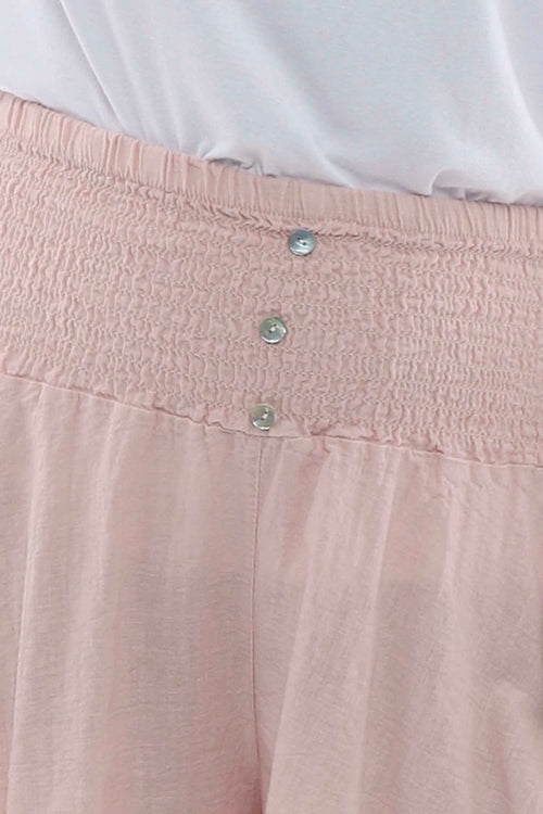 Delara Button Detail Linen Shorts Pink - Image 3