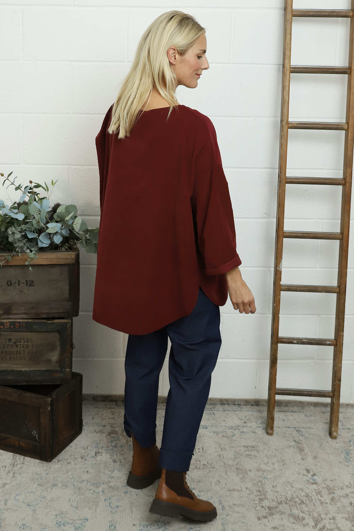 Selene Needlecord Pocket Top Wine