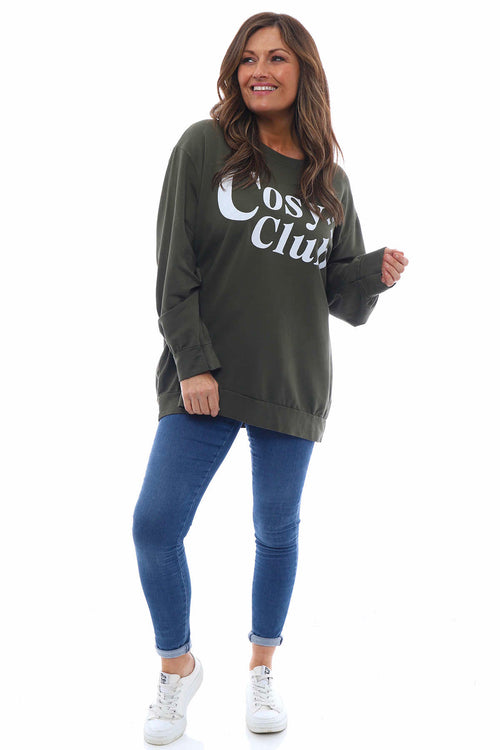 Cosy Club Cotton Sweatshirt Dark Khaki - Image 4