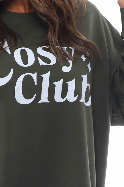 Cosy Club Cotton Sweatshirt Dark Khaki - Image 5