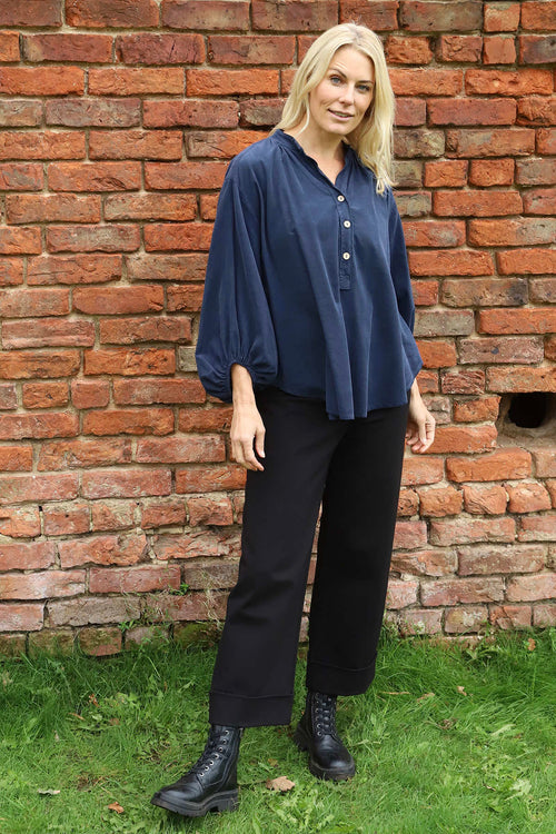 Keely Button Needlecord Top Navy