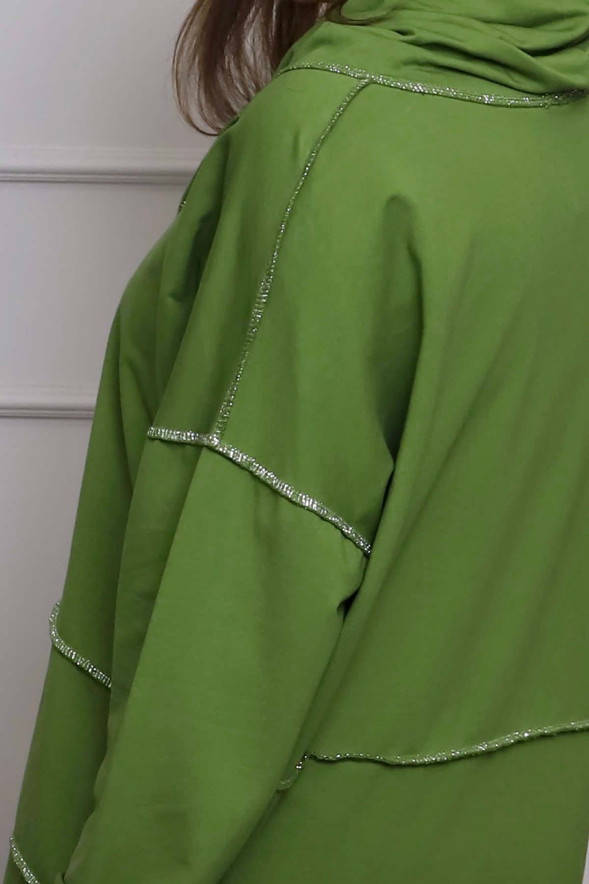 Clarina Cowl Neck Cotton Top Olive