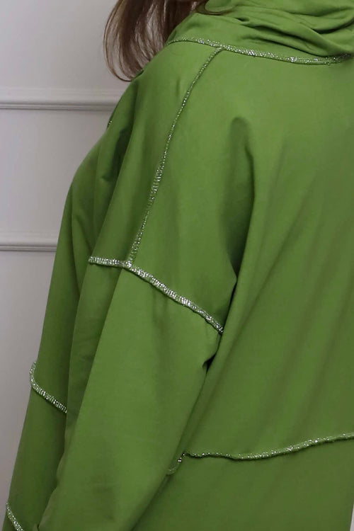 Clarina Cowl Neck Cotton Top Olive - Image 3