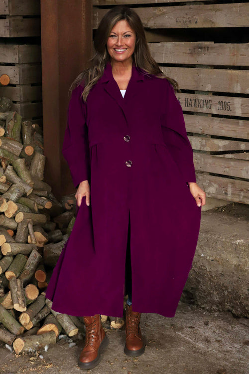 Meryl Long Needlecord Jacket Burgundy