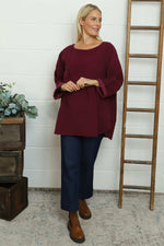 Selene Needlecord Pocket Top Burgundy Burgundy - Selene Needlecord Pocket Top Burgundy