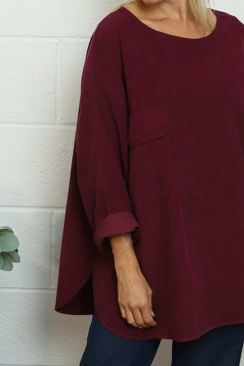 Selene Needlecord Pocket Top Burgundy - Image 3