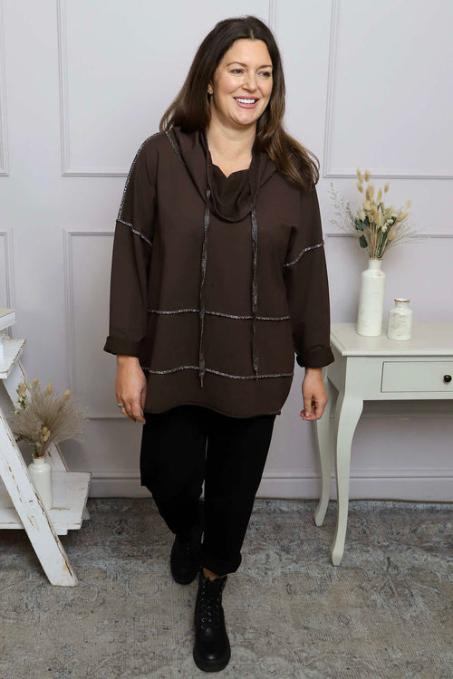 Clarina Cowl Neck Cotton Top Cocoa