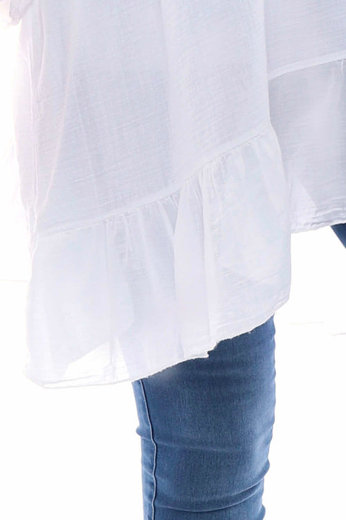 Cheyenne Frill Crinkle Cotton Top White - Image 3