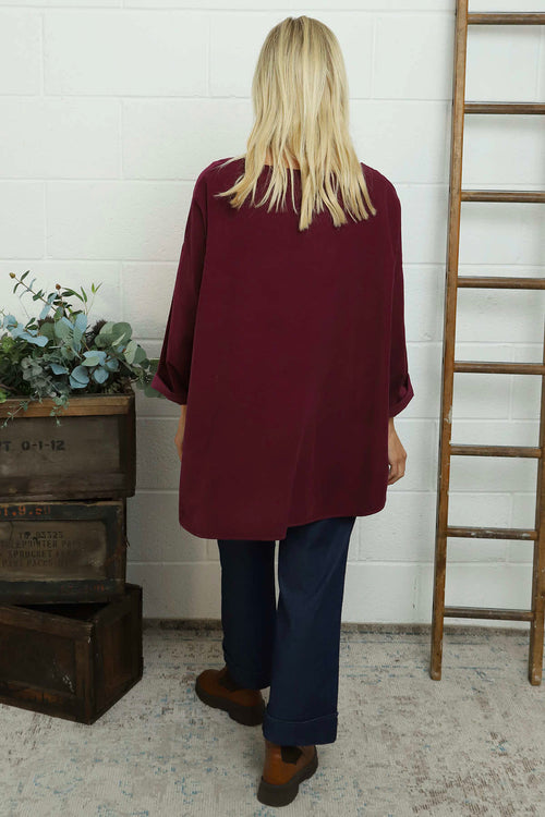 Selene Needlecord Pocket Top Burgundy - Image 4