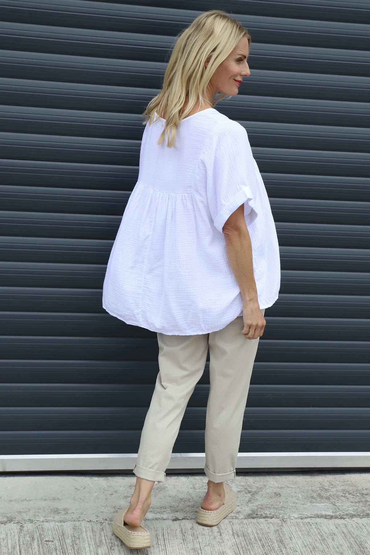 Ravello Crinkle Cotton Top White