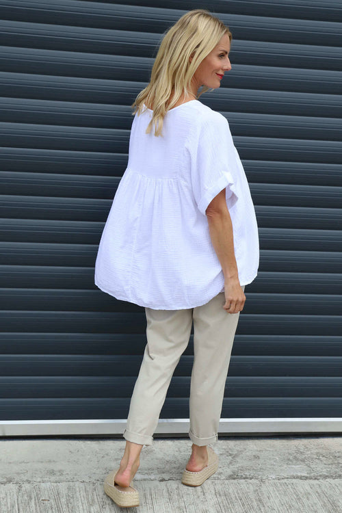 Ravello Crinkle Cotton Top White - Image 4