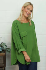 Selene Needlecord Pocket Top Green Green - Selene Needlecord Pocket Top Green
