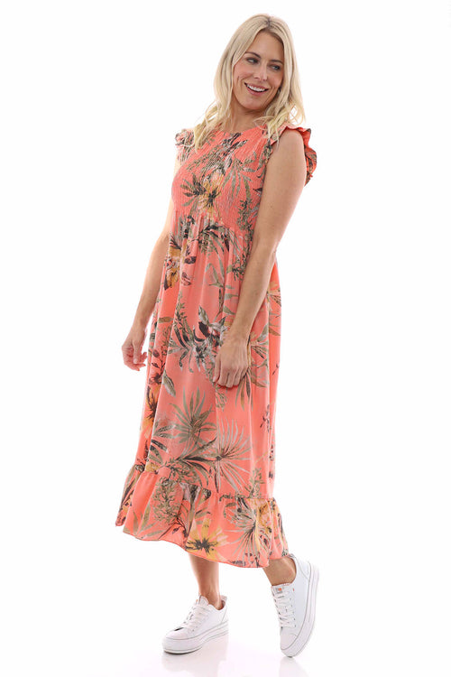 Ellery Botanical Print Dress Coral - Image 1