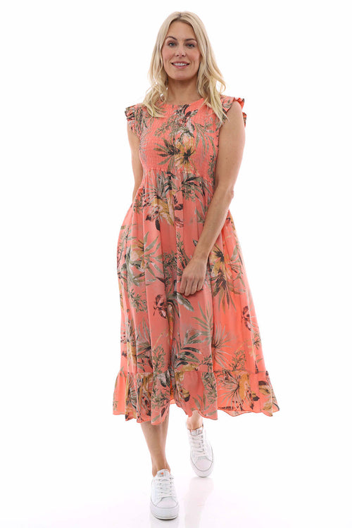 Ellery Botanical Print Dress Coral - Image 4