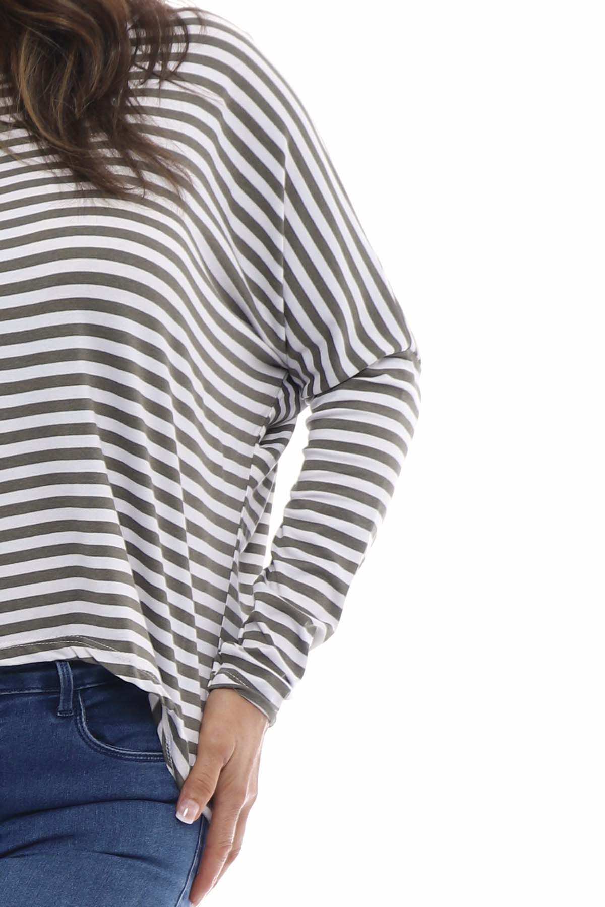 Basic Stripe Sweat Khaki
