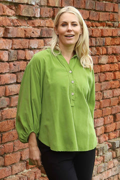 Keely Button Needlecord Top Green