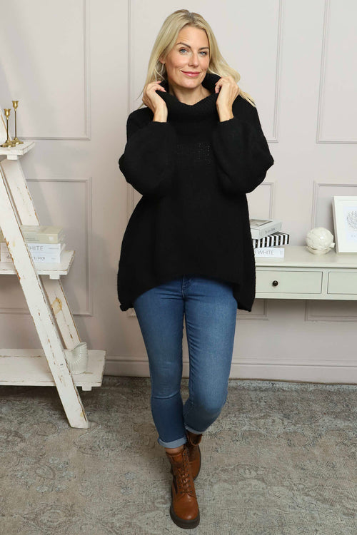 Layana Polo Neck Knitted Jumper Black