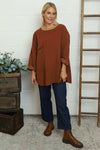 Selene Needlecord Pocket Top Burnt Orange