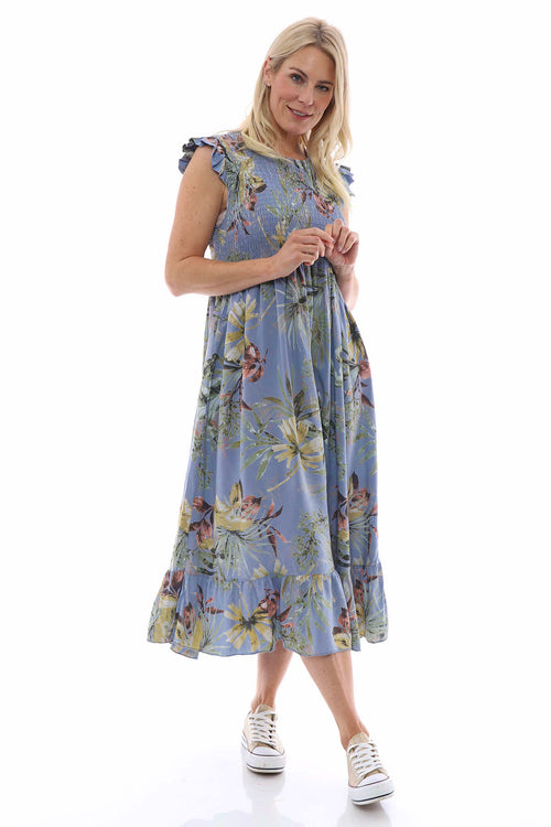 Ellery Botanical Print Dress Blue Grey - Image 1