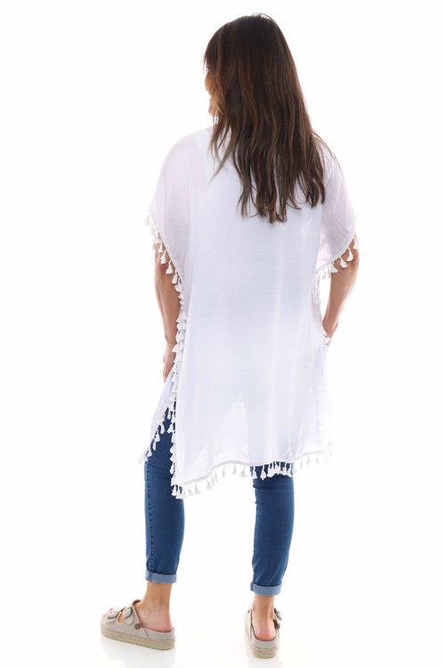 Gloria Tassel Cotton Shirt White - Image 6