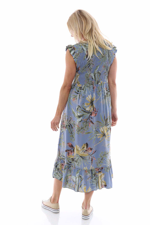 Ellery Botanical Print Dress Blue Grey - Image 6