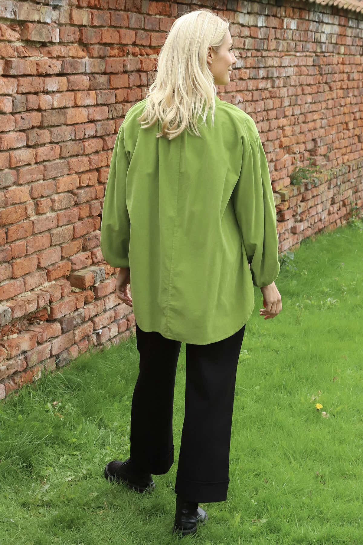 Keely Button Needlecord Top Green