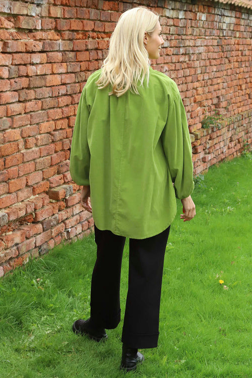 Keely Button Needlecord Top Green - Image 4