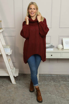 Layana Polo Neck Knitted Jumper Wine