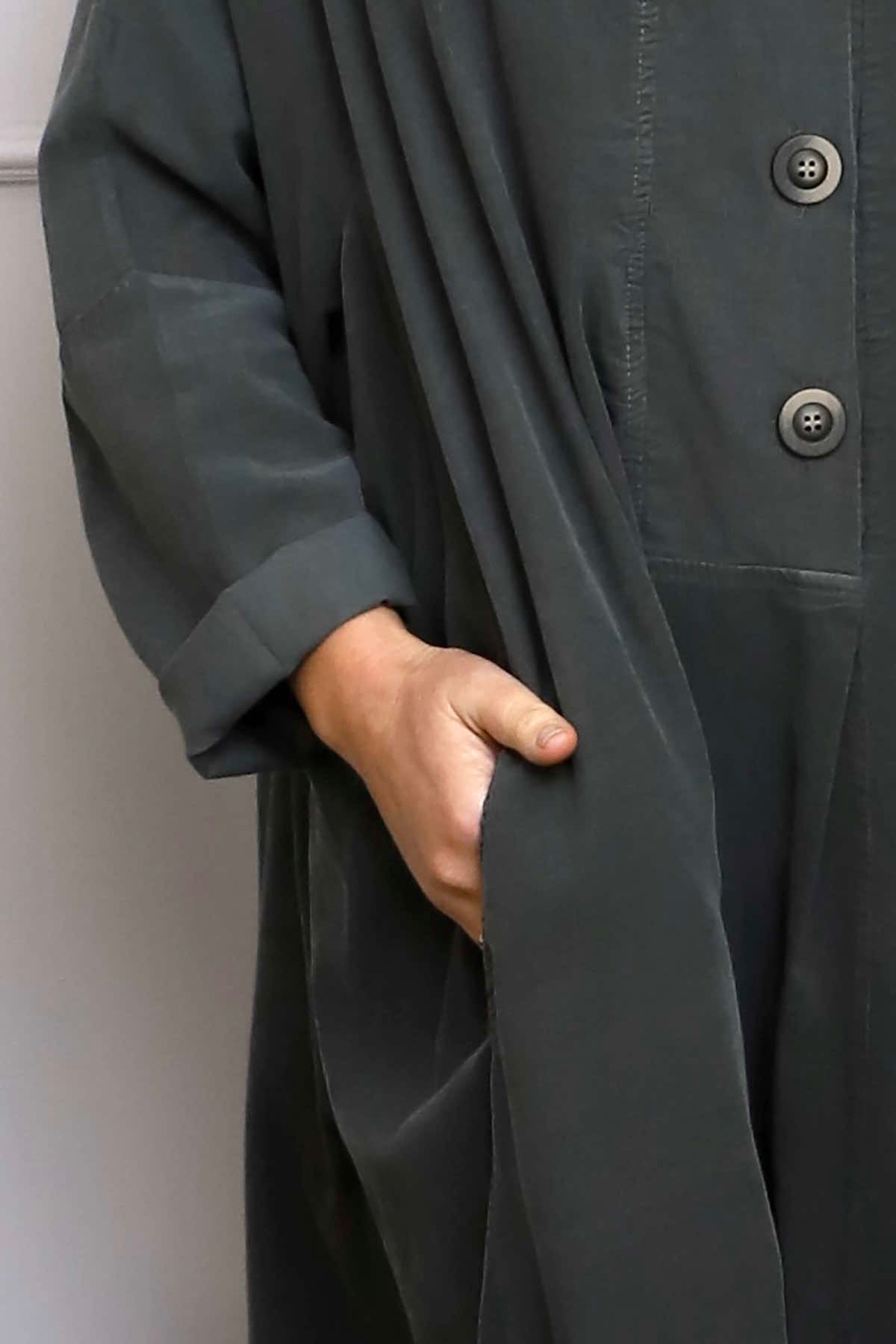 Amina Needlecord Dress Charcoal