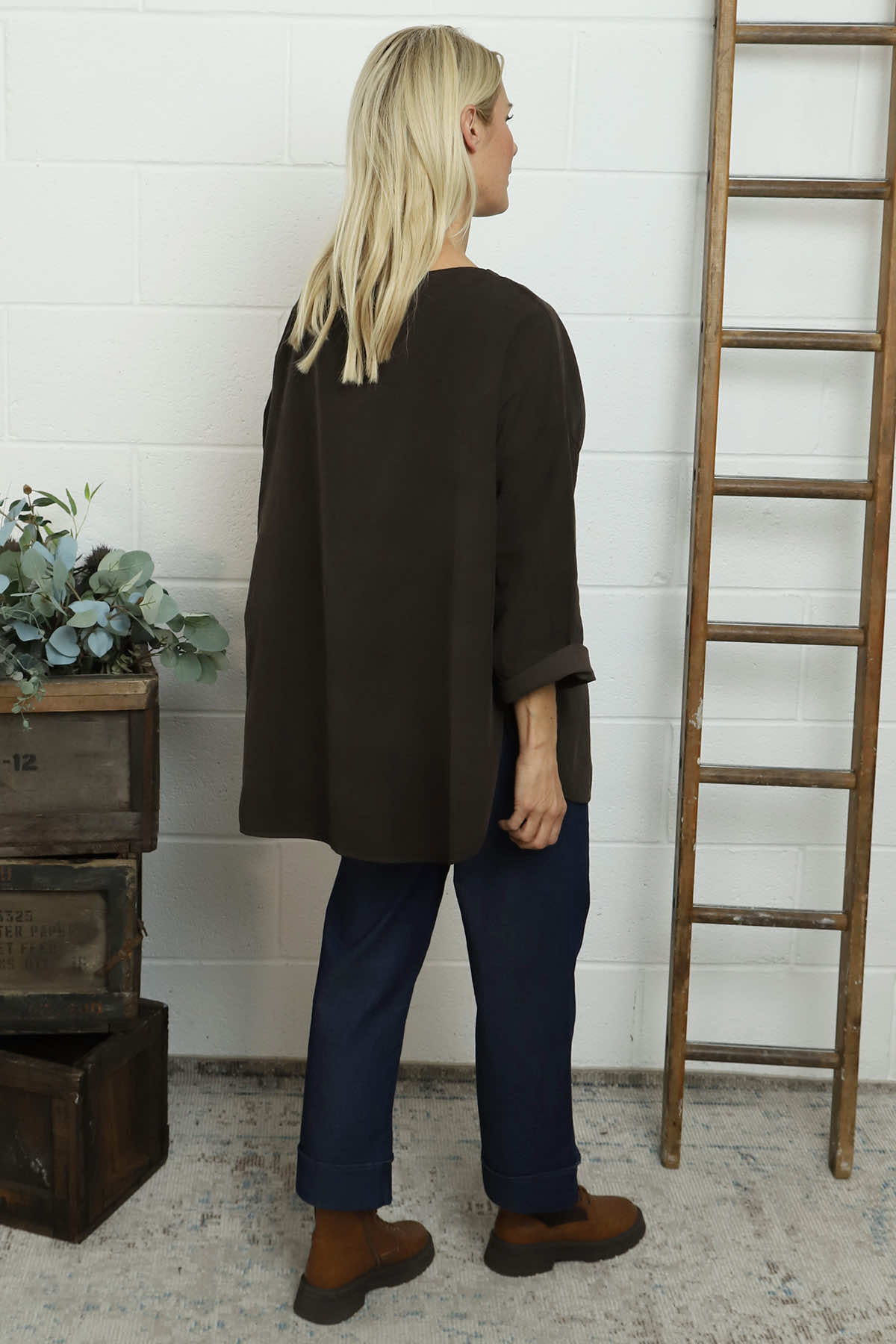 Selene Needlecord Pocket Top Cocoa