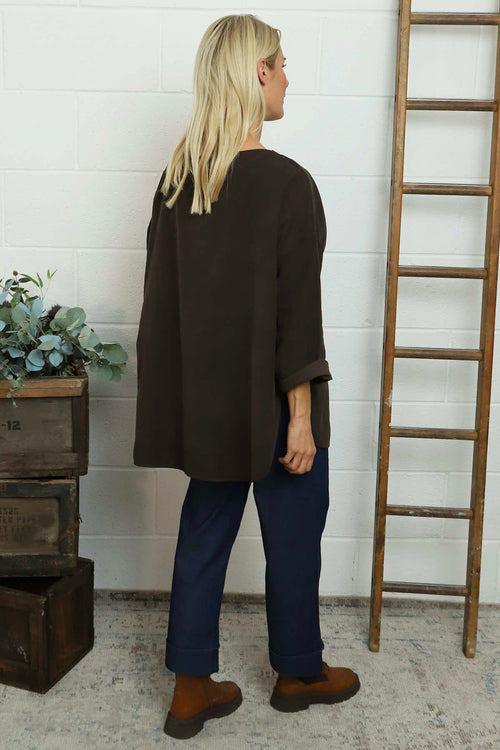 Selene Needlecord Pocket Top Cocoa - Image 4