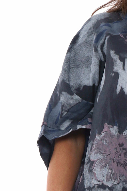 Eastyn Floral Linen Top Charcoal - Image 5
