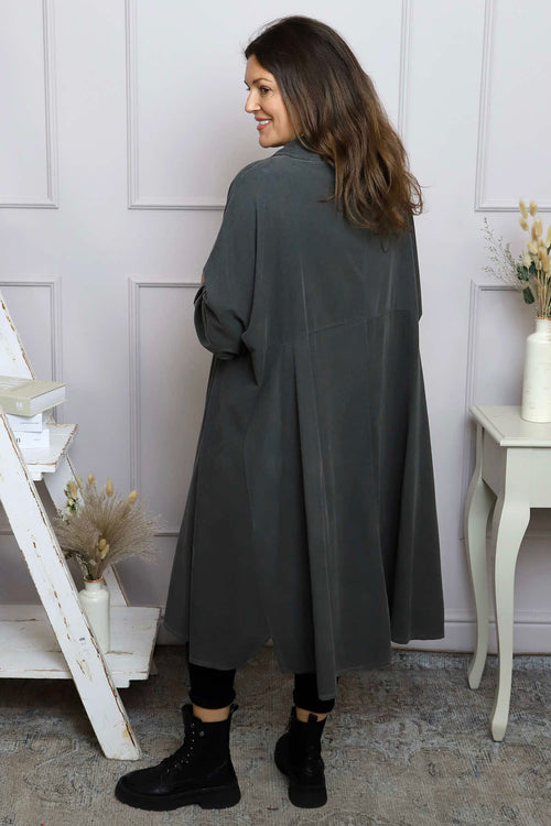 Amina Needlecord Dress Charcoal - Image 4