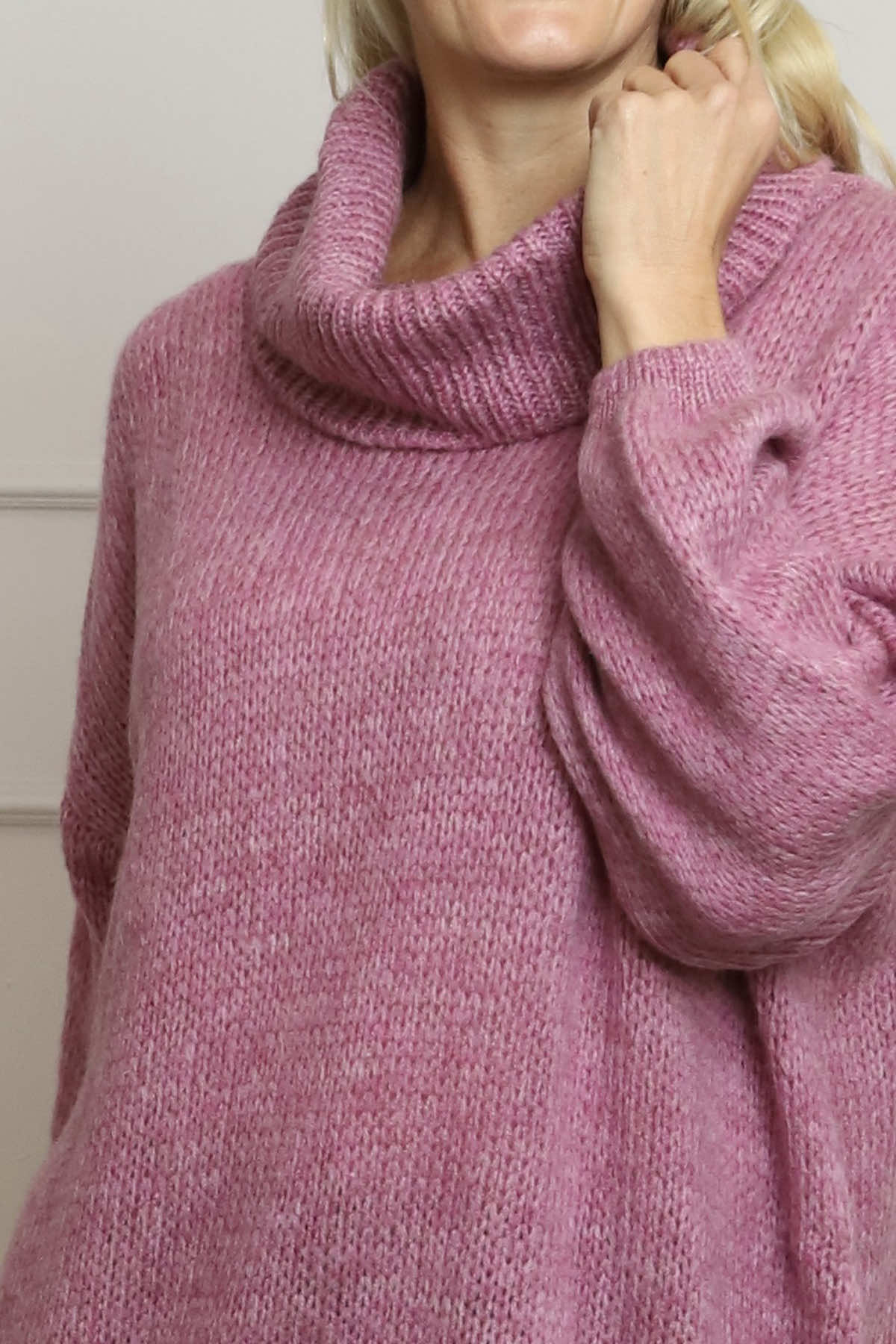 Layana Polo Neck Knitted Jumper Pink
