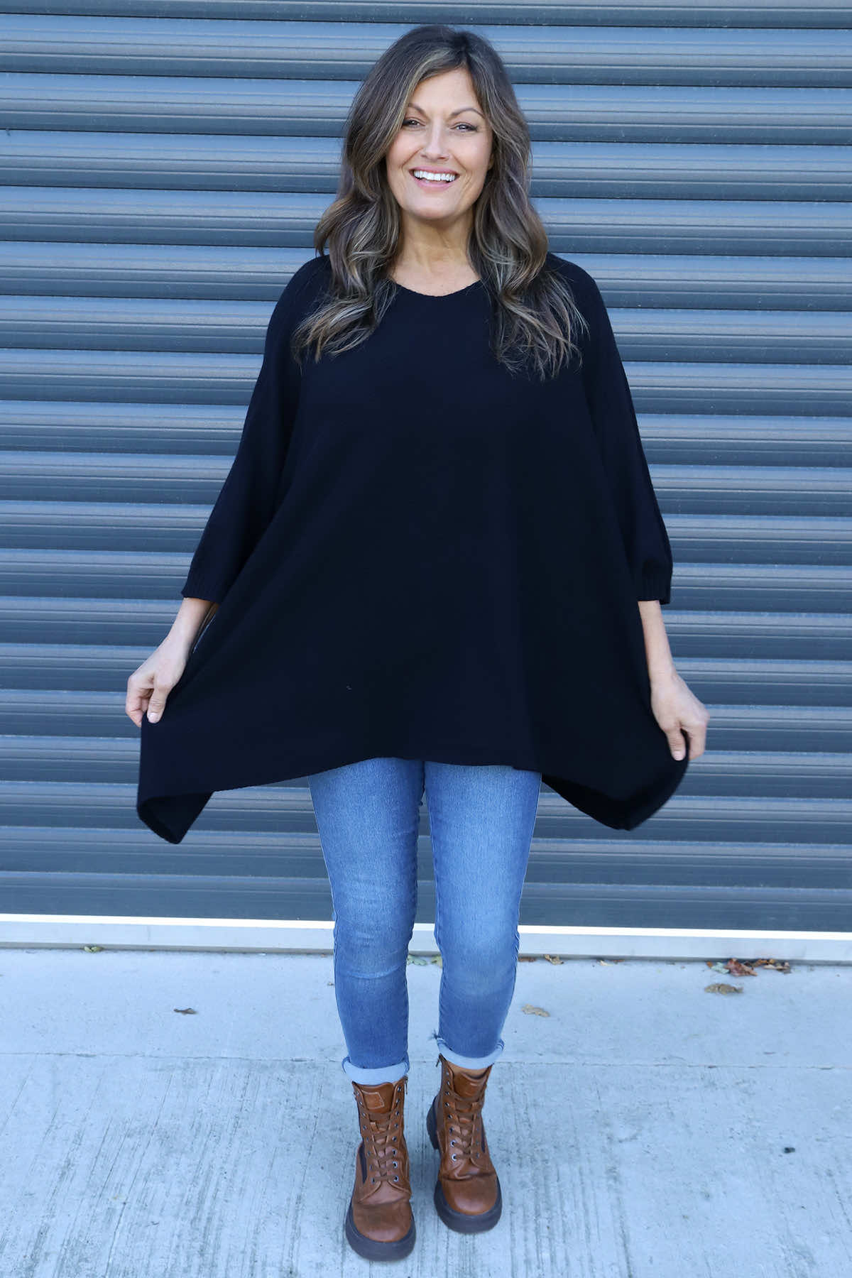 Saffron Knitted Jumper Black