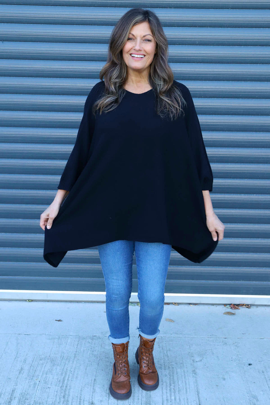 Saffron Knitted Jumper Black